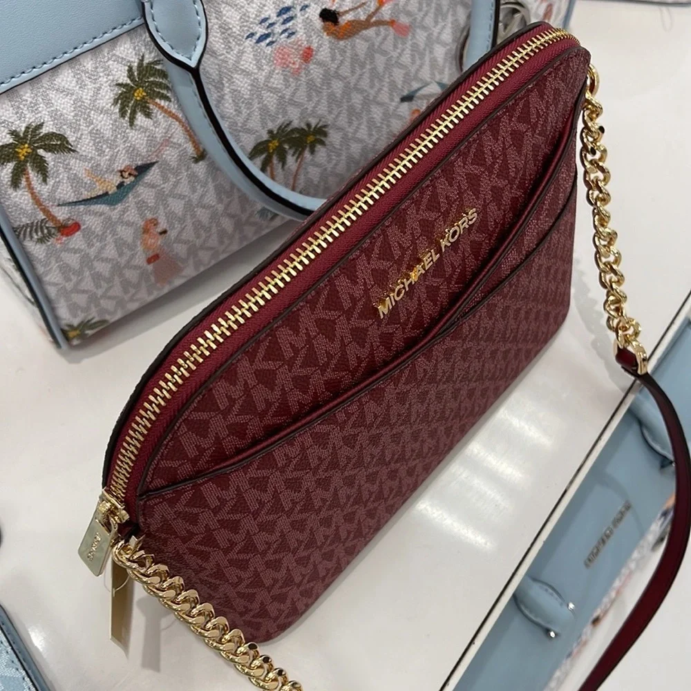 MICHAEL KORS Jet Set Medium Logo Dome Satchel Mulberry Multi